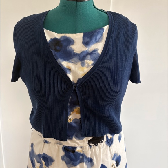 Ann Taylor Blue and Gold Floral Midi Dress - Picture 7 of 9